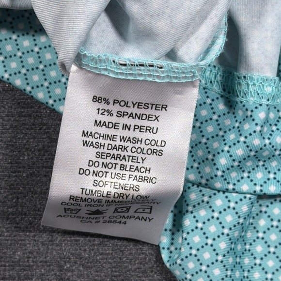 FootJoy Polo Shirt Mens Large Blue Geometric Golf Performance Short Sleeve - Picture 7 of 7